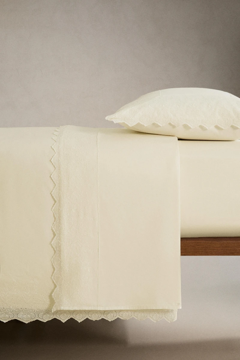 EMBROIDERED PERCALE FLAT SHEET (200 THREAD COUNT)