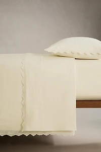 EMBROIDERED PERCALE FLAT SHEET (200 THREAD COUNT)