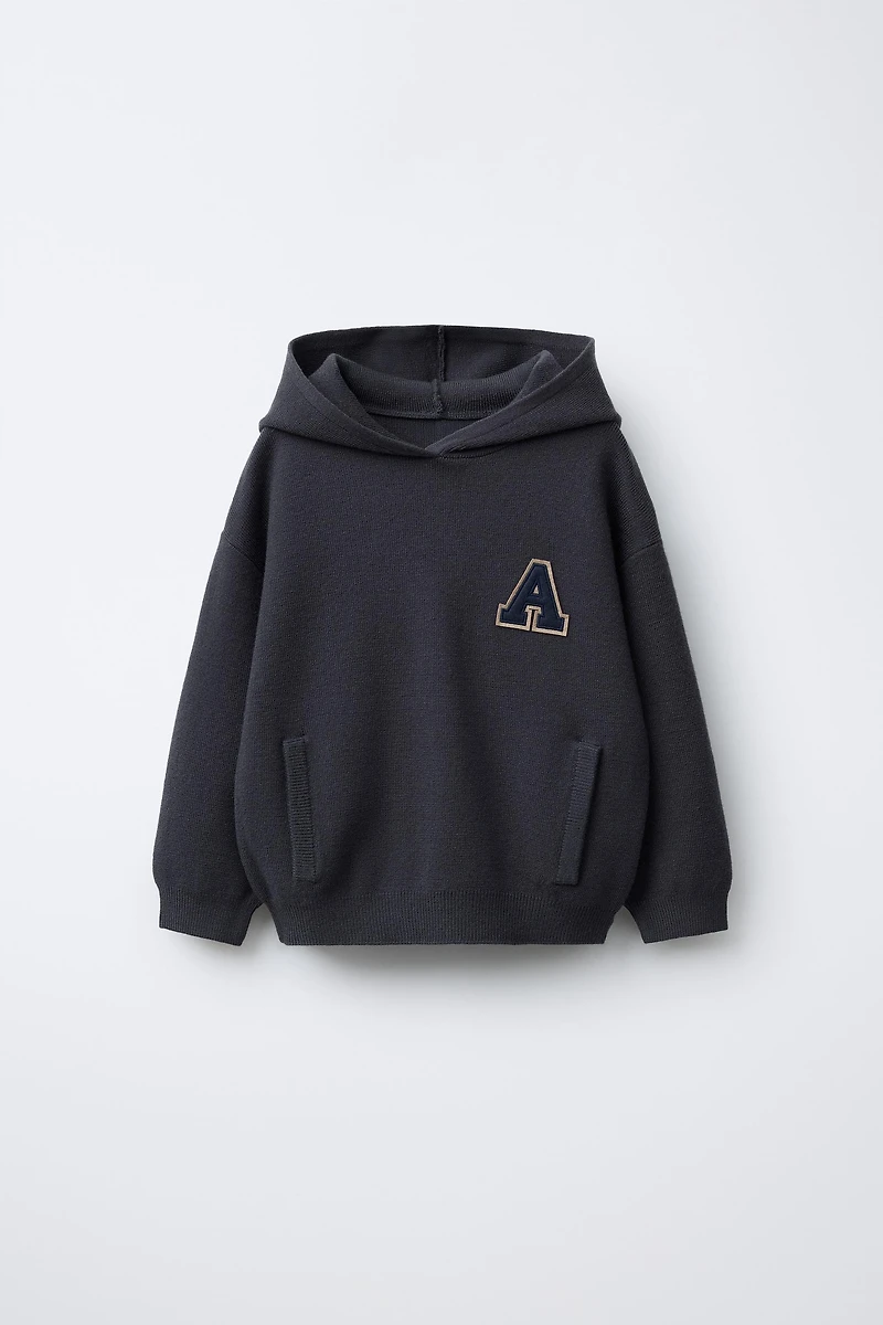 KNIT JUMPER WITH LETTER PATCH