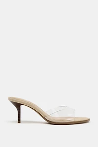 HIGH HEELED VINYL SANDALS