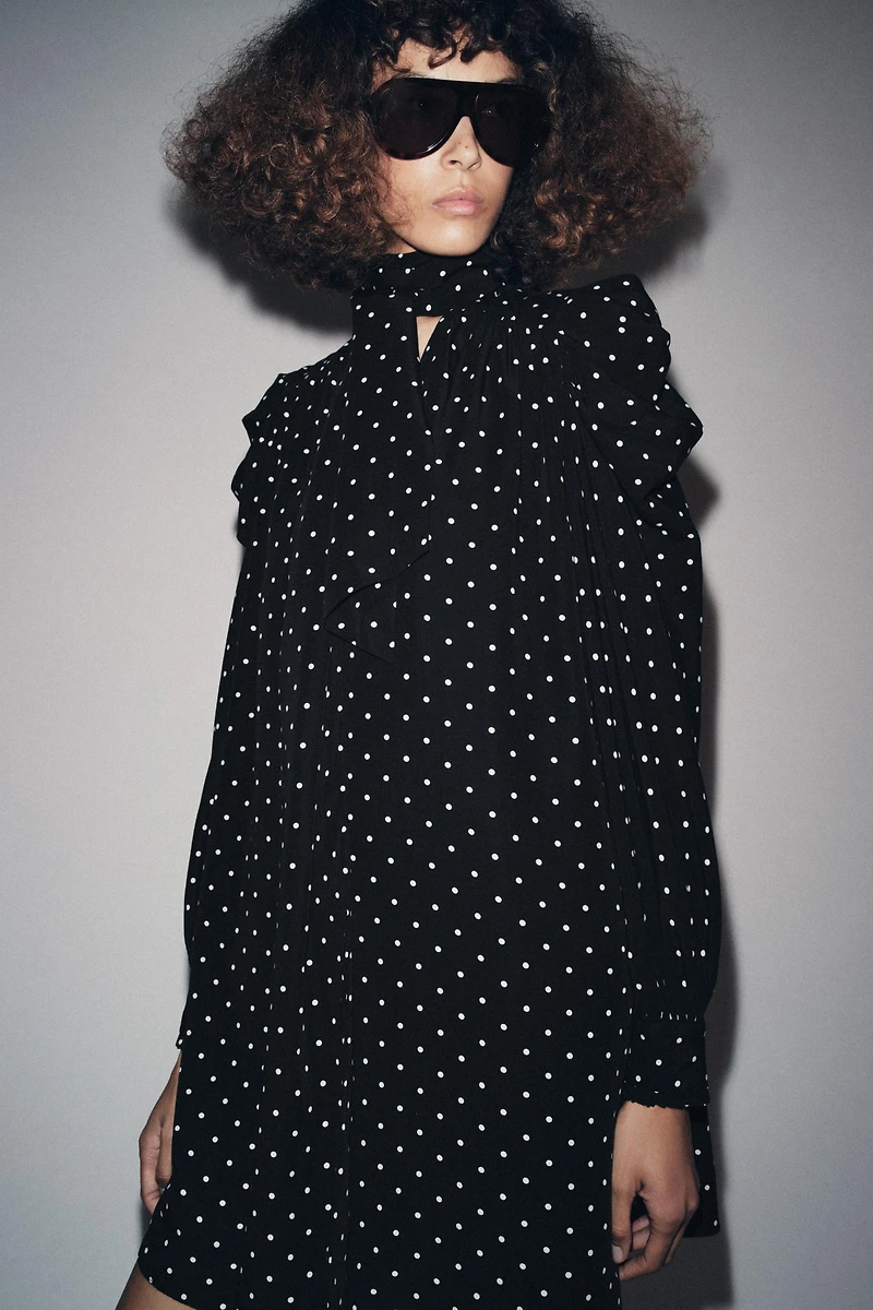 POLKA DOT SCARF DRESS ZW COLLECTION