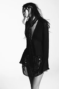 CHEMISE GEORGETTE FOULARD BRODÉ