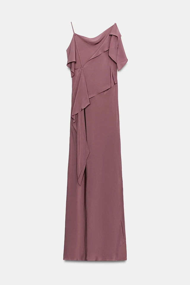 zara pink paisley dress ZARA Paisley Satin Dress with Belt Sz L Pink Multi