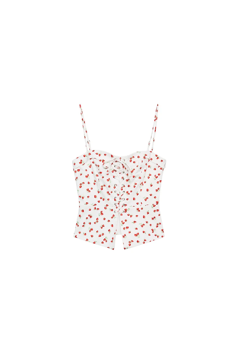 STRAWBERRY PRINT CORSET TOP