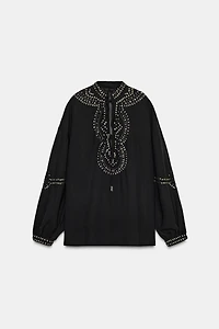 SEMI-SHEER BEADED BLOUSE