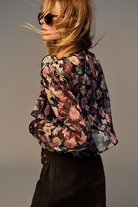FLORAL PRINT RUFFLED BLOUSE