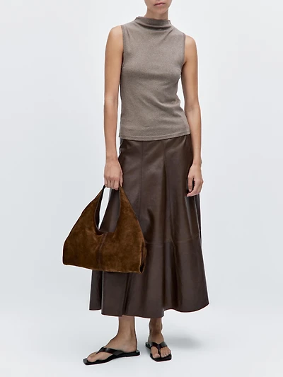Sac lady moyen format en croûte de cuir