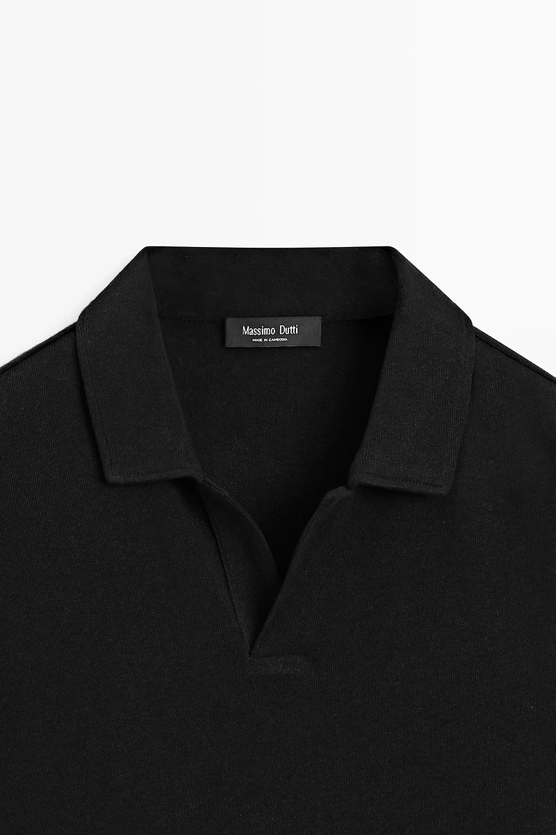 Short sleeve linen cotton polo shirt