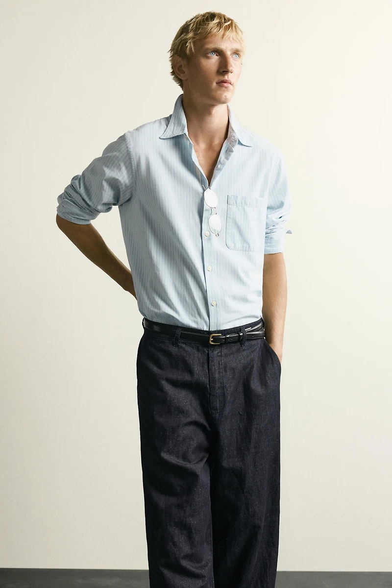 LIGHTWEIGHT STRIPED DENIM SHIRT