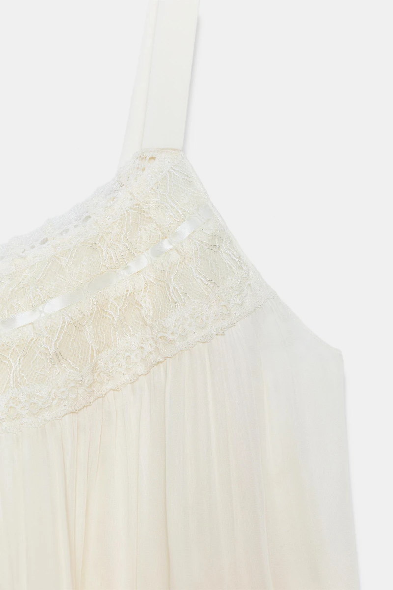 ZW COLLECTION LACE SATIN EFFECT TOP