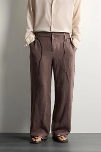 100% LINEN RELAXED FIT PANTS
