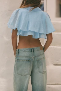 RUFFLED CROP SHIRT