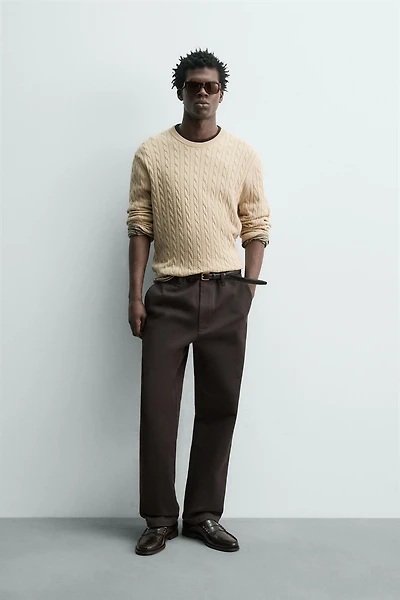 CABLE KNIT COTTON BLEND JUMPER