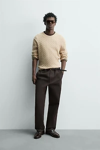 CABLE KNIT COTTON BLEND JUMPER