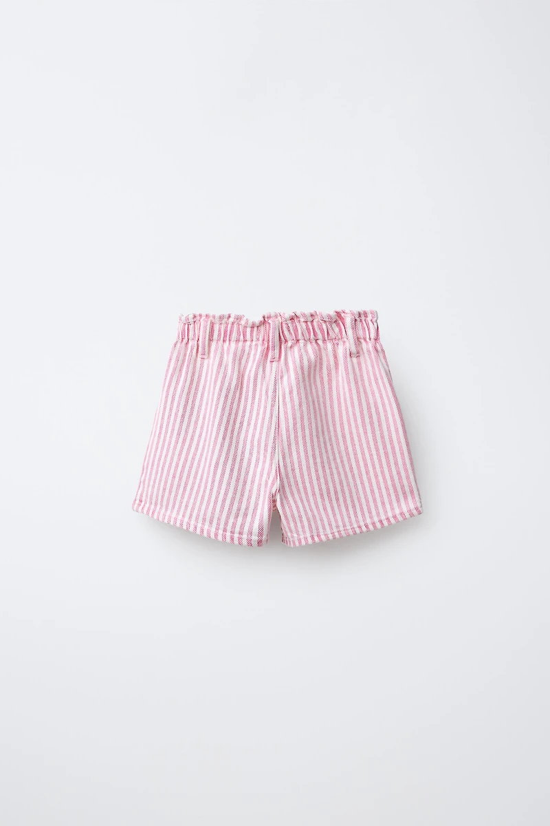 TWILL STRIPED HEART POCKET SHORTS