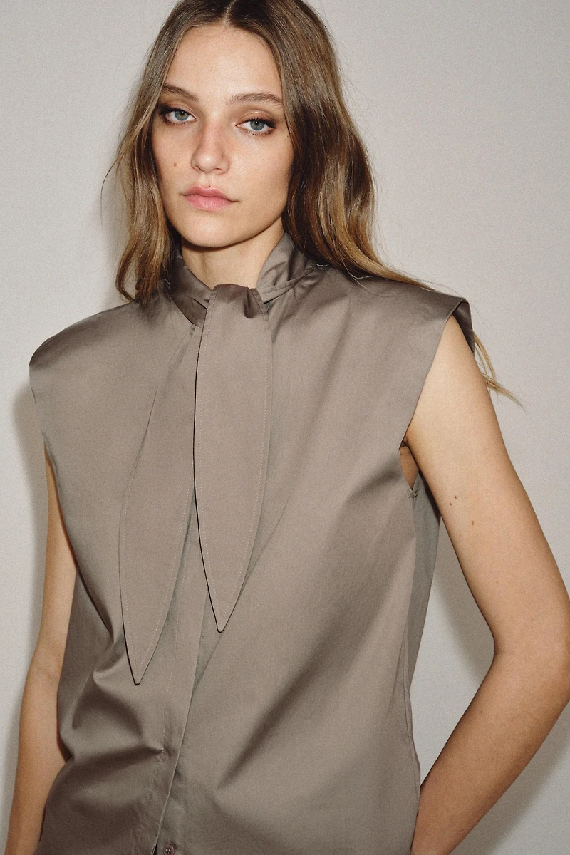 ZW COLLECTION LACED STRIPED SHIRT