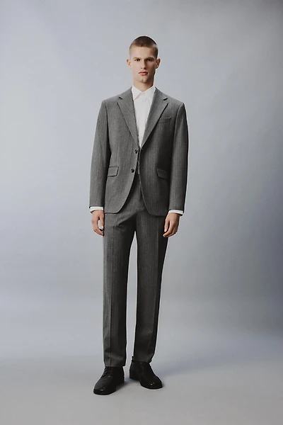 PINSTRIPE WOOL SUIT PANTS
