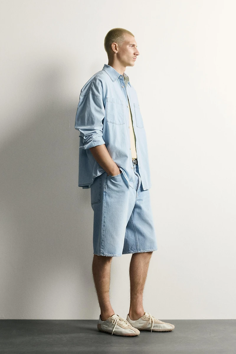 LIGHTWEIGHT WASHED DENIM SHIRT