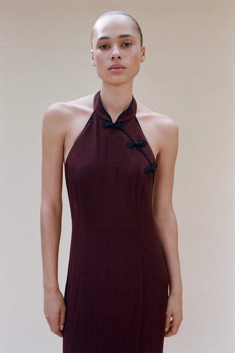 HALTER FROG FASTENING DRESS