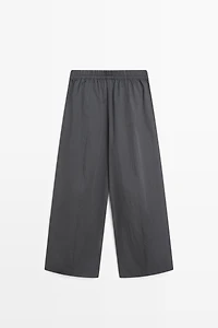 Cropped technical barrel fit pants