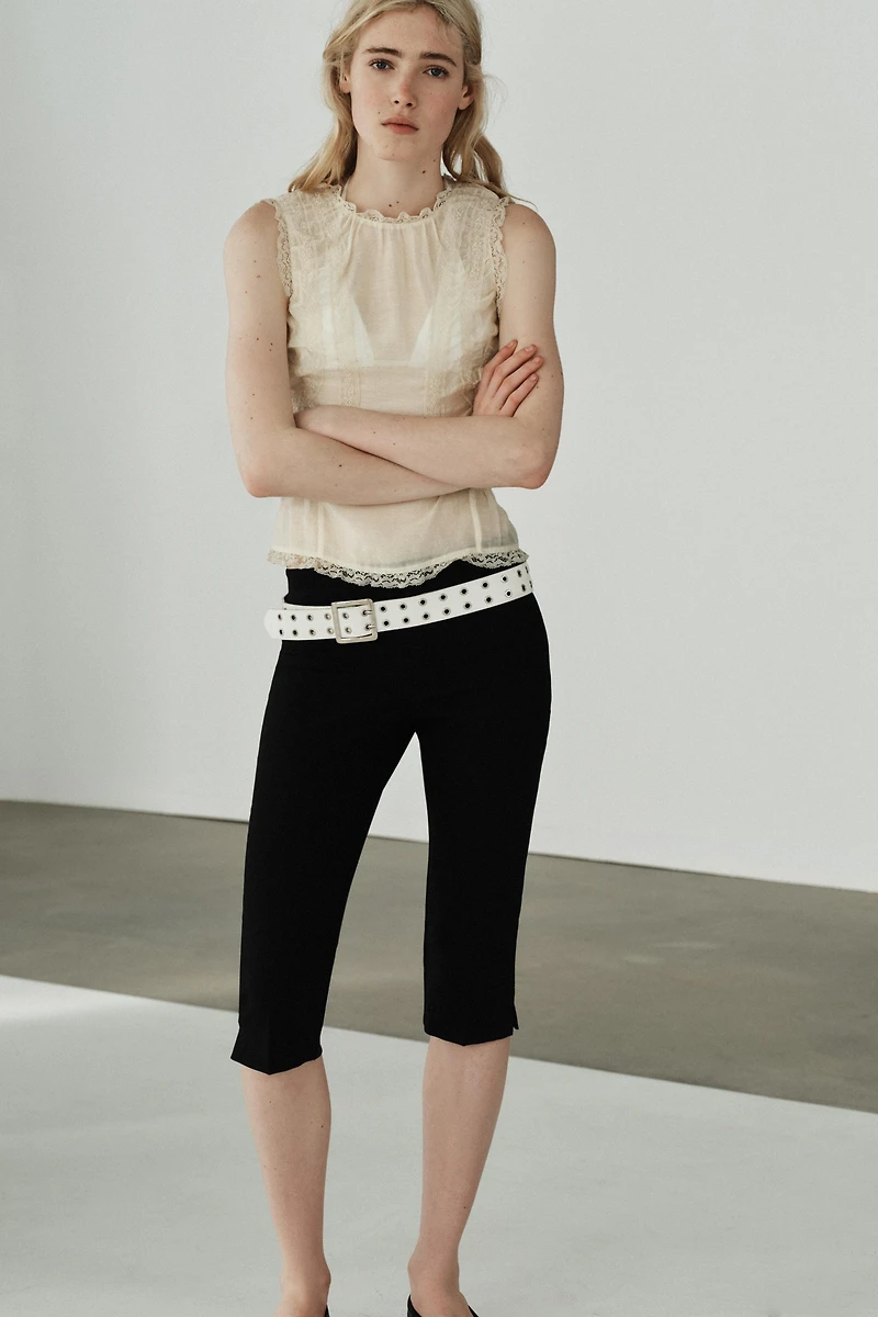 LACE SHIRT WITH COVERED BUTTONS