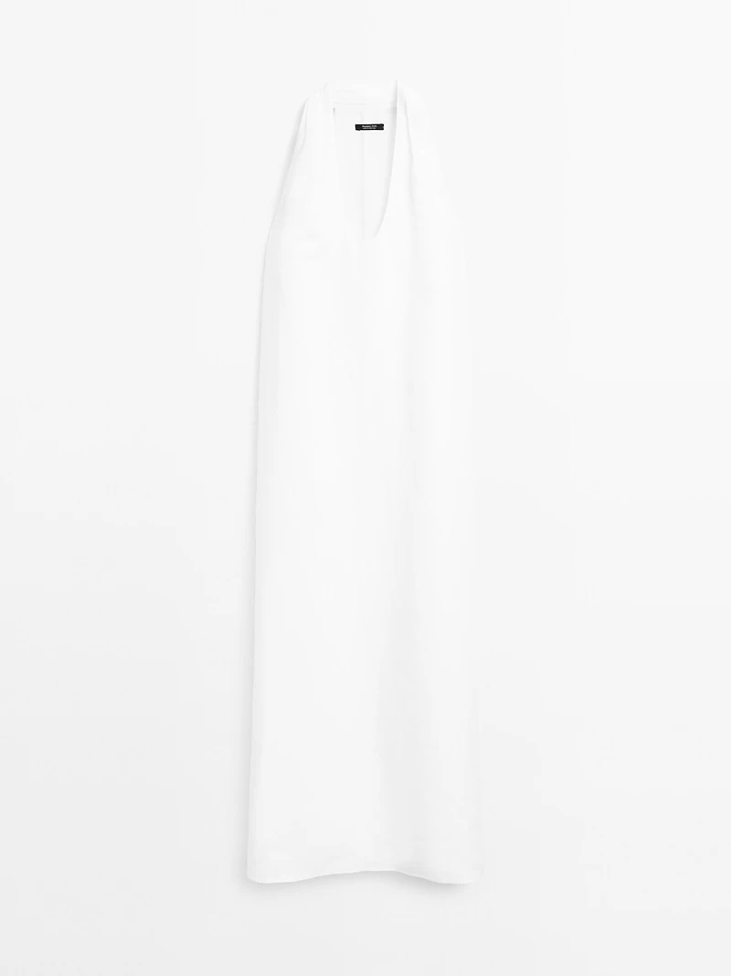 Long flounce V-neck dress