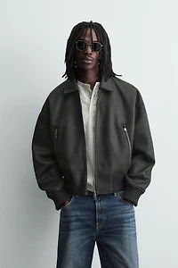 FAUX LEATHER BOMBER JACKET