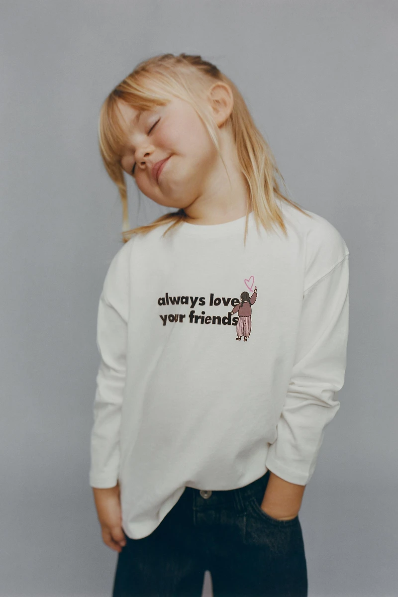 FLOCKED TEXT T-SHIRT