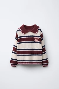 PULL EN MAILLE POLO RAYURES BRODÉ