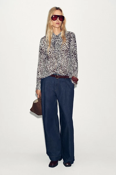 BLOUSE NŒUD IMPRIMÉ ANIMALIER