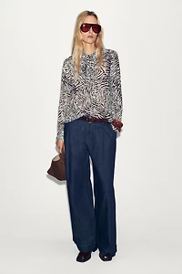 BLOUSE NŒUD IMPRIMÉ ANIMALIER