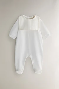 CHILDREN'S FOOTED ROMPER WITH BIB COLLAR