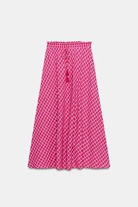 PLAID MIDI SKIRT
