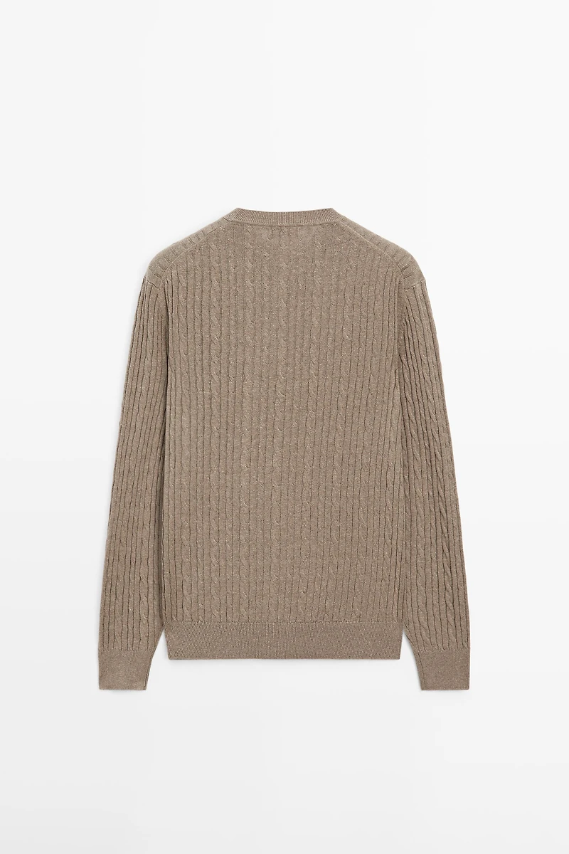 Cotton blend cable-knit sweater