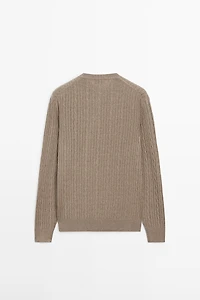 Cotton blend cable-knit sweater