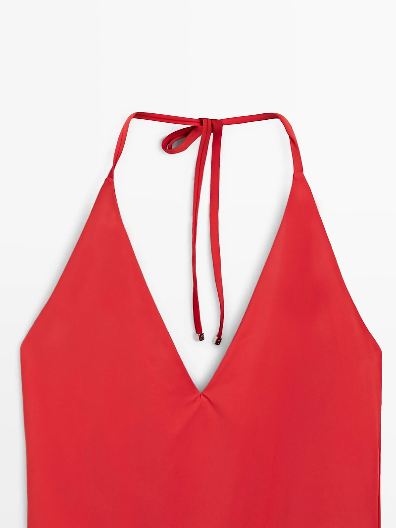Halter V-neck swimsuit