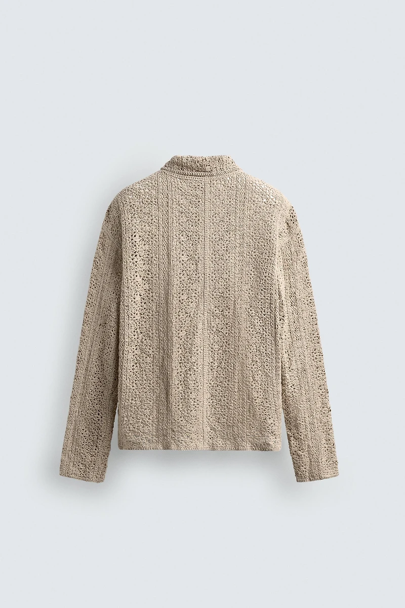 CROCHET TEXTURED OVERSHIRT