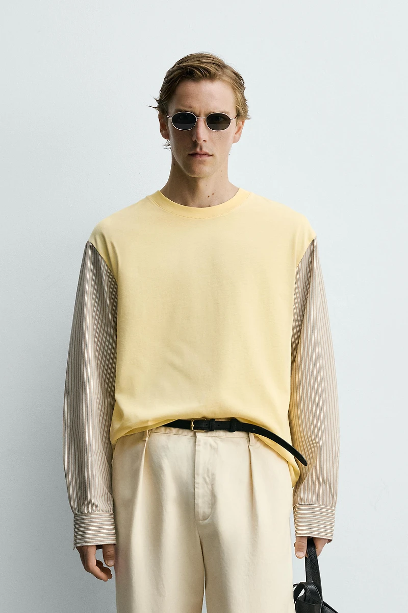 RELAXED FIT CONTRAST SLEEVE T-SHIRT