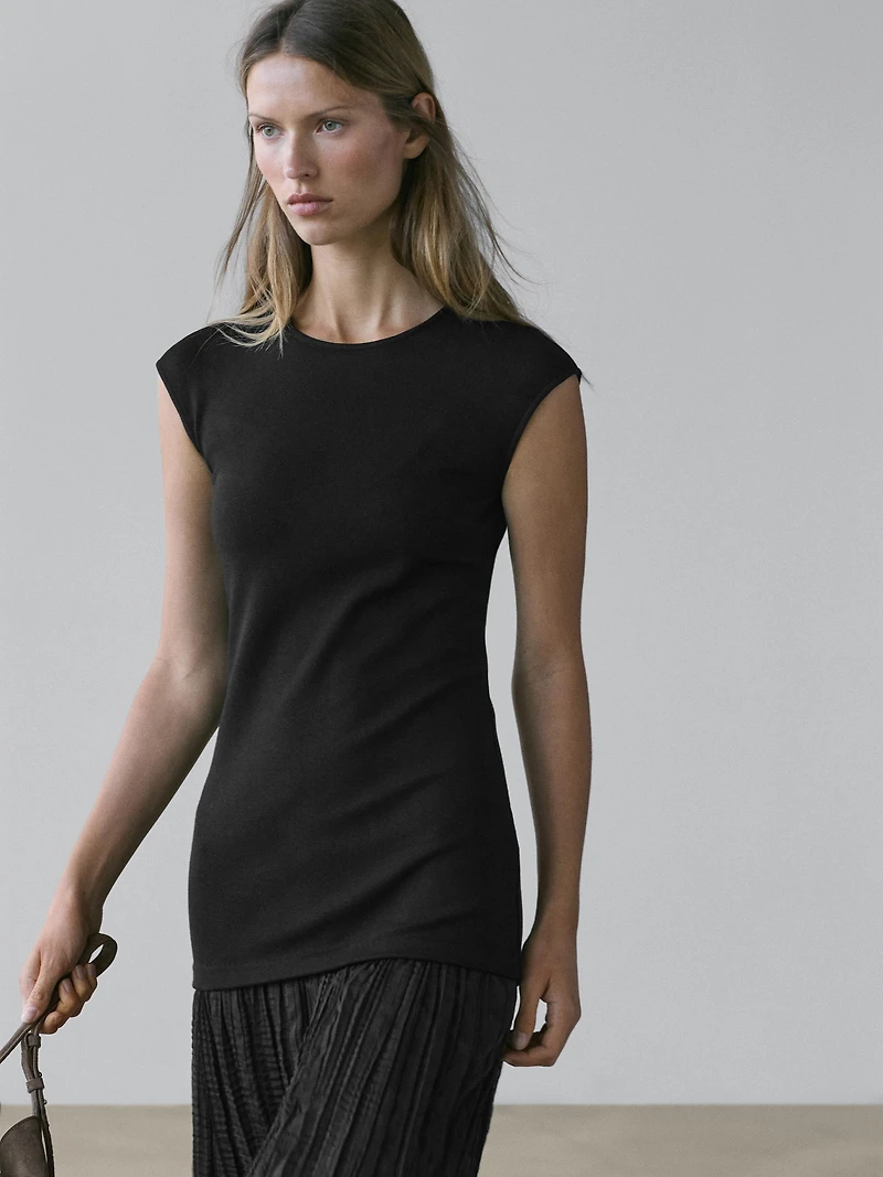 Long contrast pleated dress