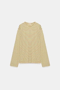 STRIPED COTTON AND LINEN T-SHIRT