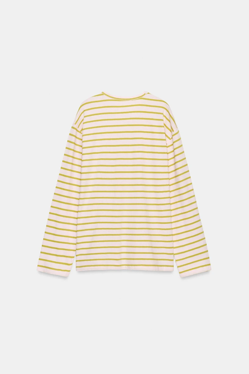 T-SHIRT EN COTON ET LIN À RAYURES