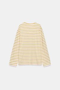 T-SHIRT EN COTON ET LIN À RAYURES