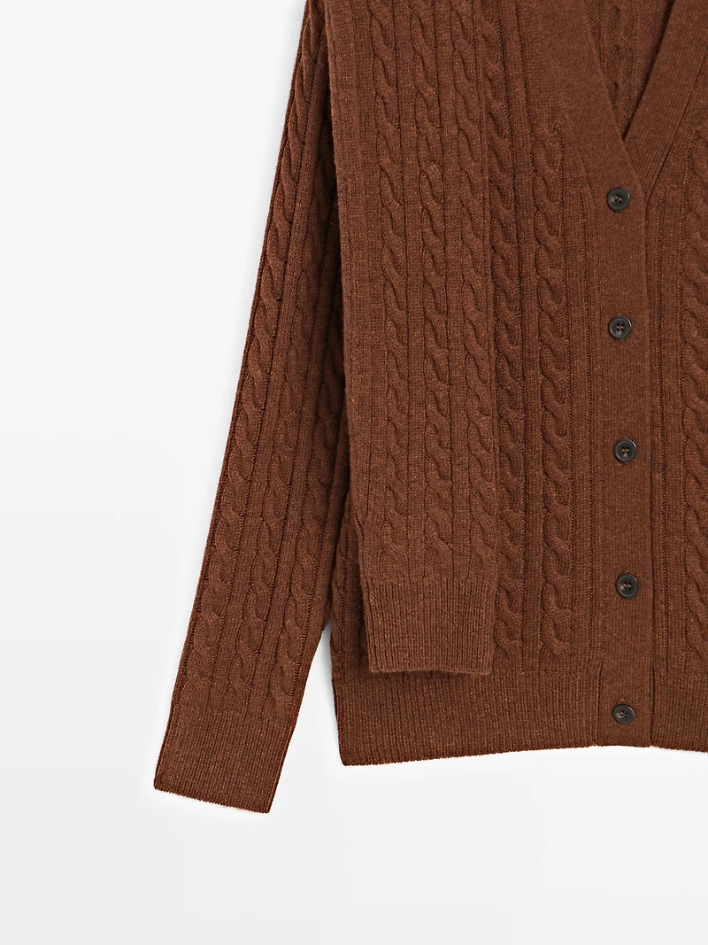 Cardigan laine avec écharpe