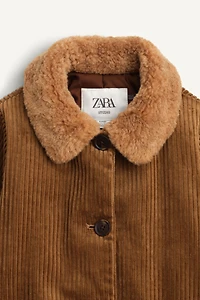 LIMITED EDITION CORDUROY COAT WITH FAUX FUR COLLAR