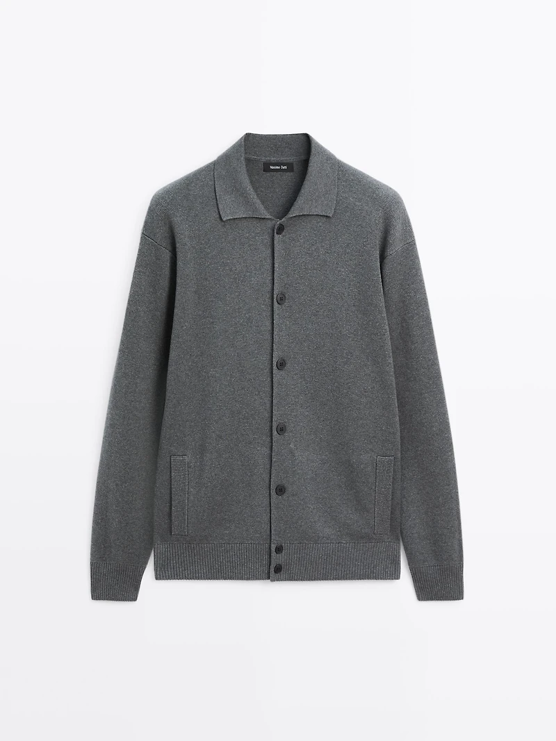 Cotton knit cardigan with buttons