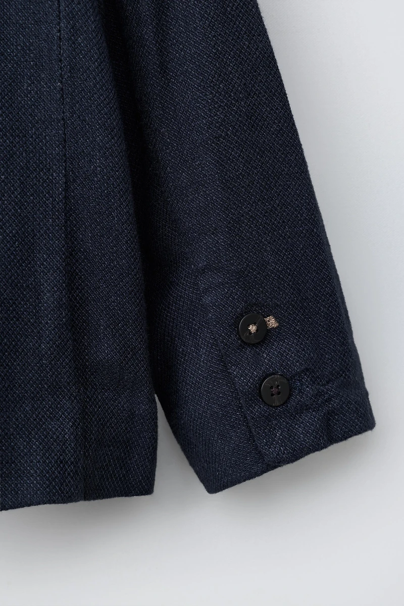LINEN MANDARIN COLLAR SUIT JACKET