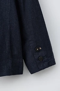 LINEN MANDARIN COLLAR SUIT JACKET