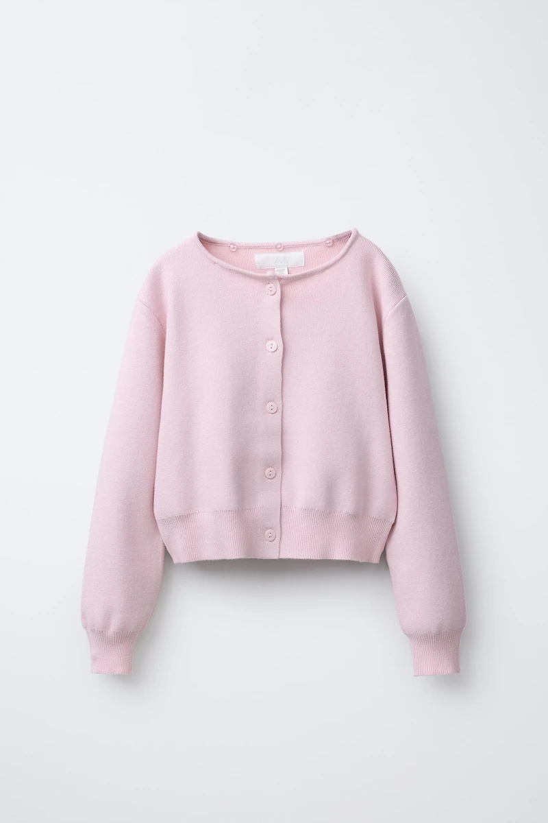 CARDIGAN WITH DETACHABLE FAUX FUR COLLAR