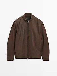 Napped suede leather jacket