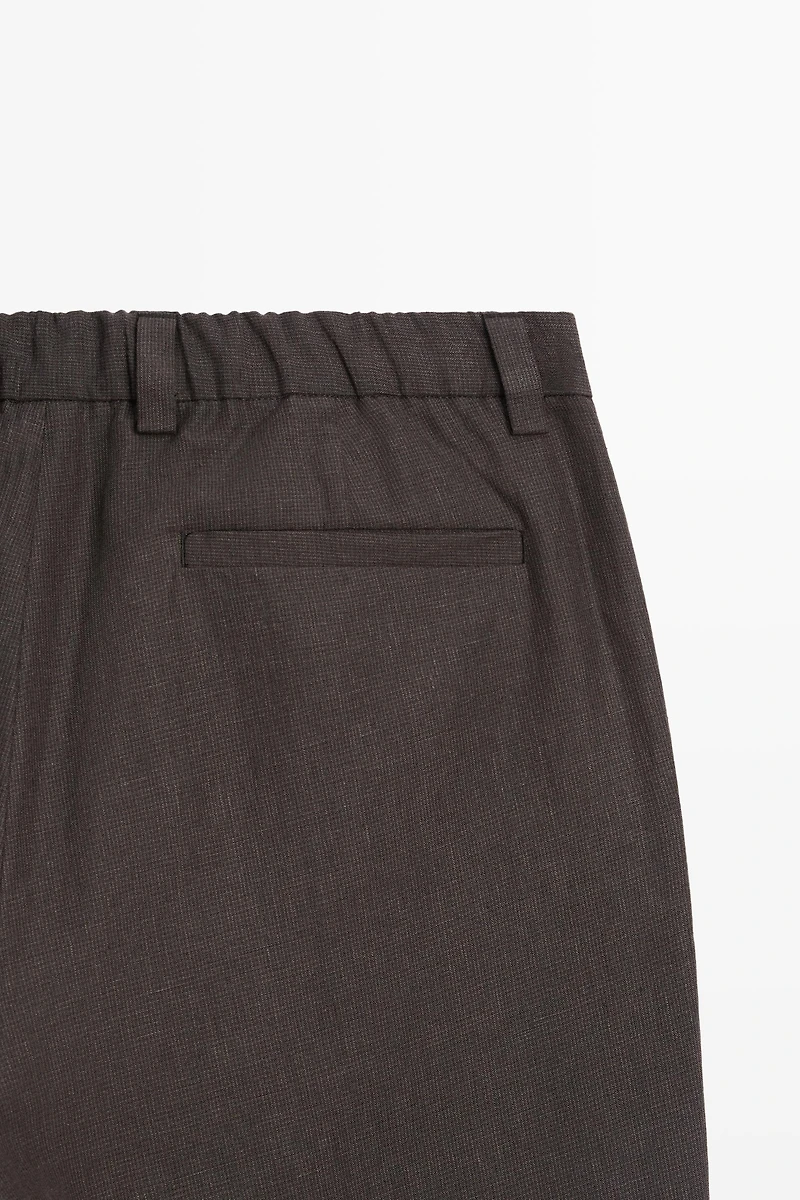 100% linen houndstooth pants